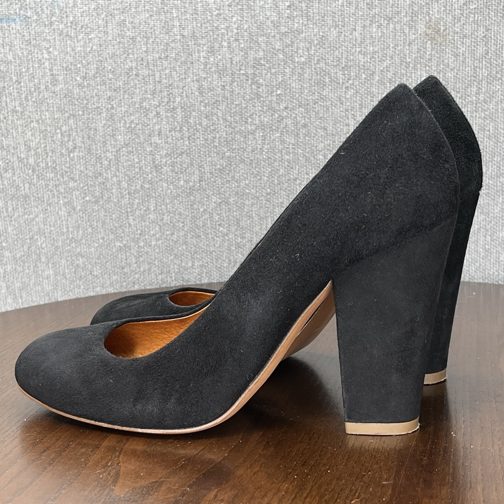 1937 Footwear Heel Shoes Women's 6.5 Black‎ Suede Leather Comfort Career Italy